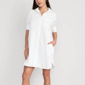 Old Navy White Button Front Shirt Dress